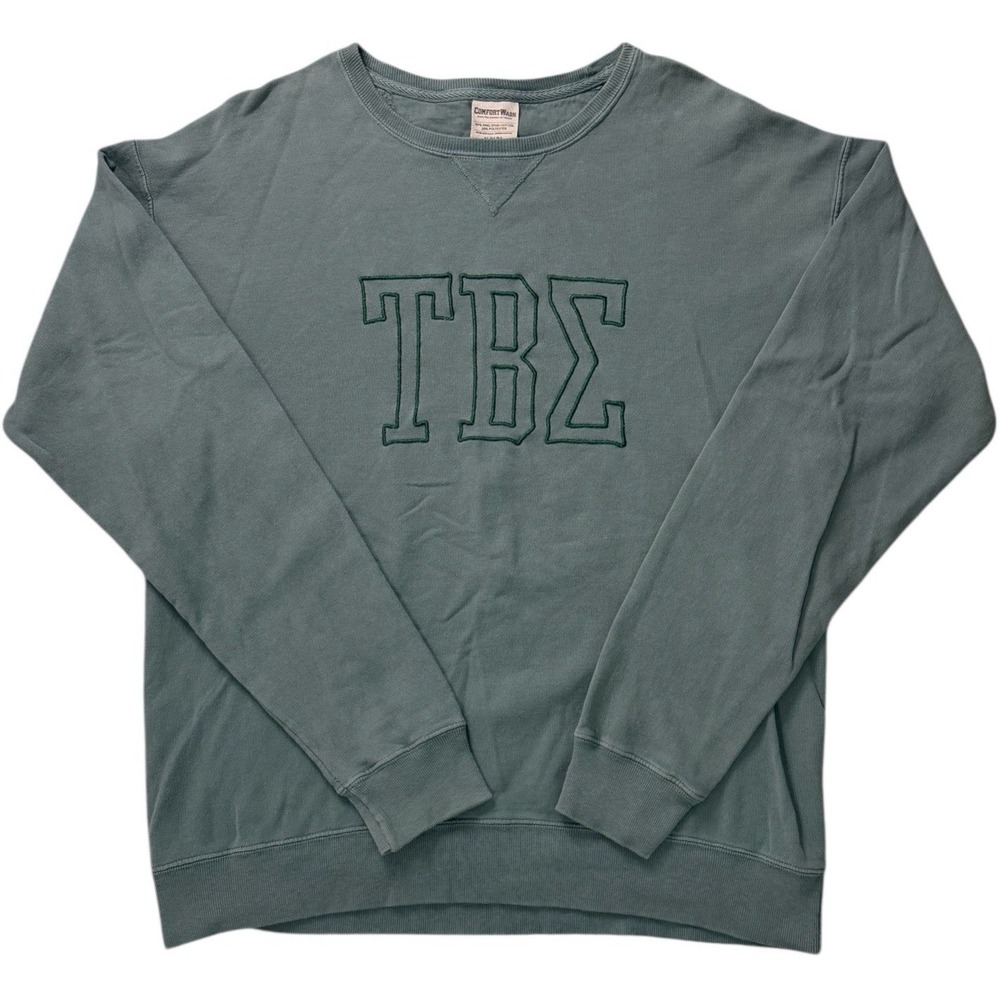 Tau Beta Sigma TBS Greek Letter Embroidered Crewneck Sweatshirt Green Medium‎